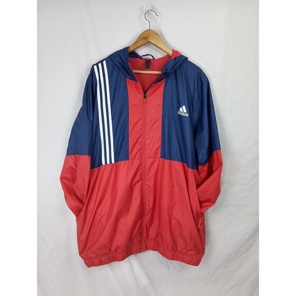 Adidas Size XL Full Zip Red And Blue Track Jacket Nylon